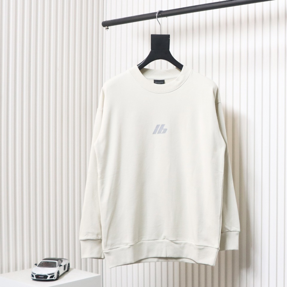 Ba*len*cia*ga 24fw lb reflective lettering logo round neck sweatshirt white