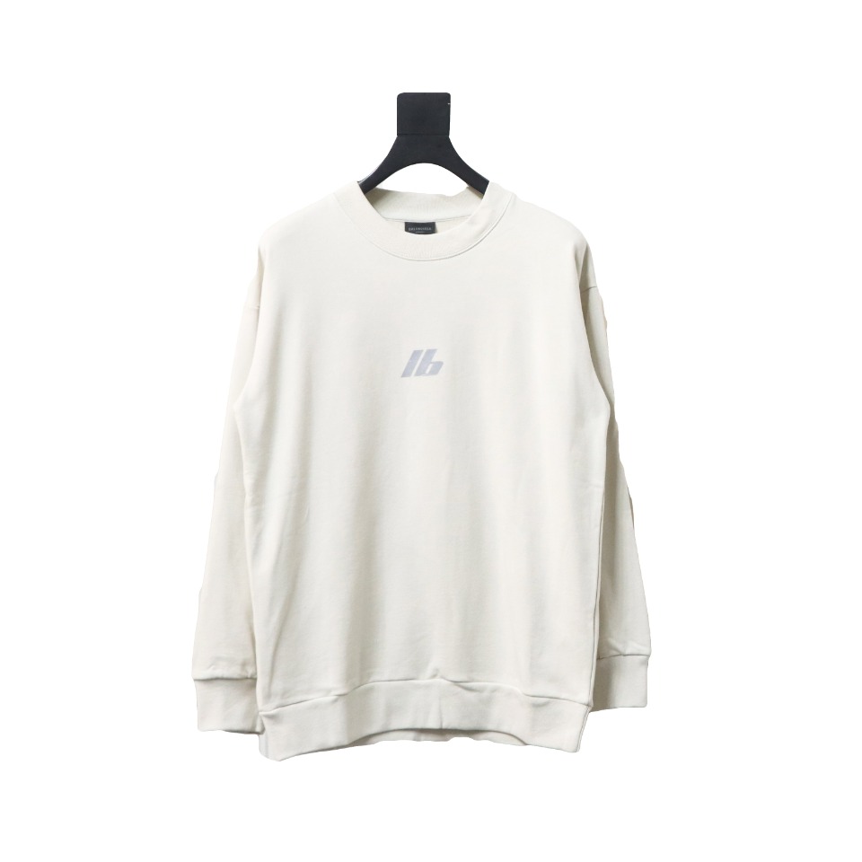 Ba*len*cia*ga 24fw lb reflective lettering logo round neck sweatshirt white