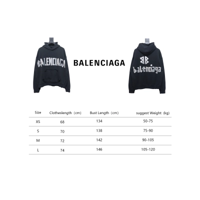 Balenciaga 24Fw Silver Tape Print Hoodie Black 02