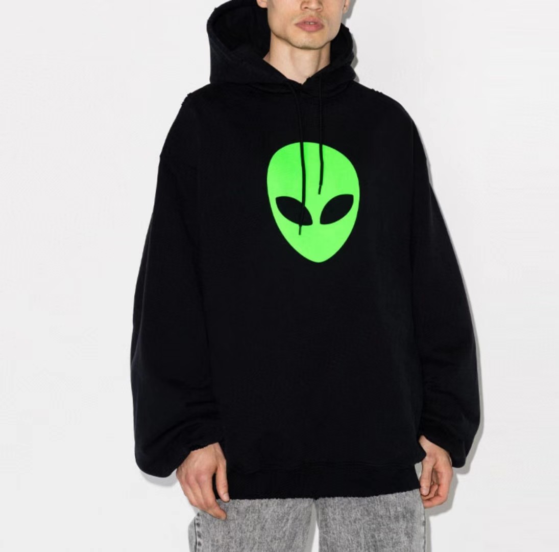 Ba*len*cia*ga alien print hoodie black