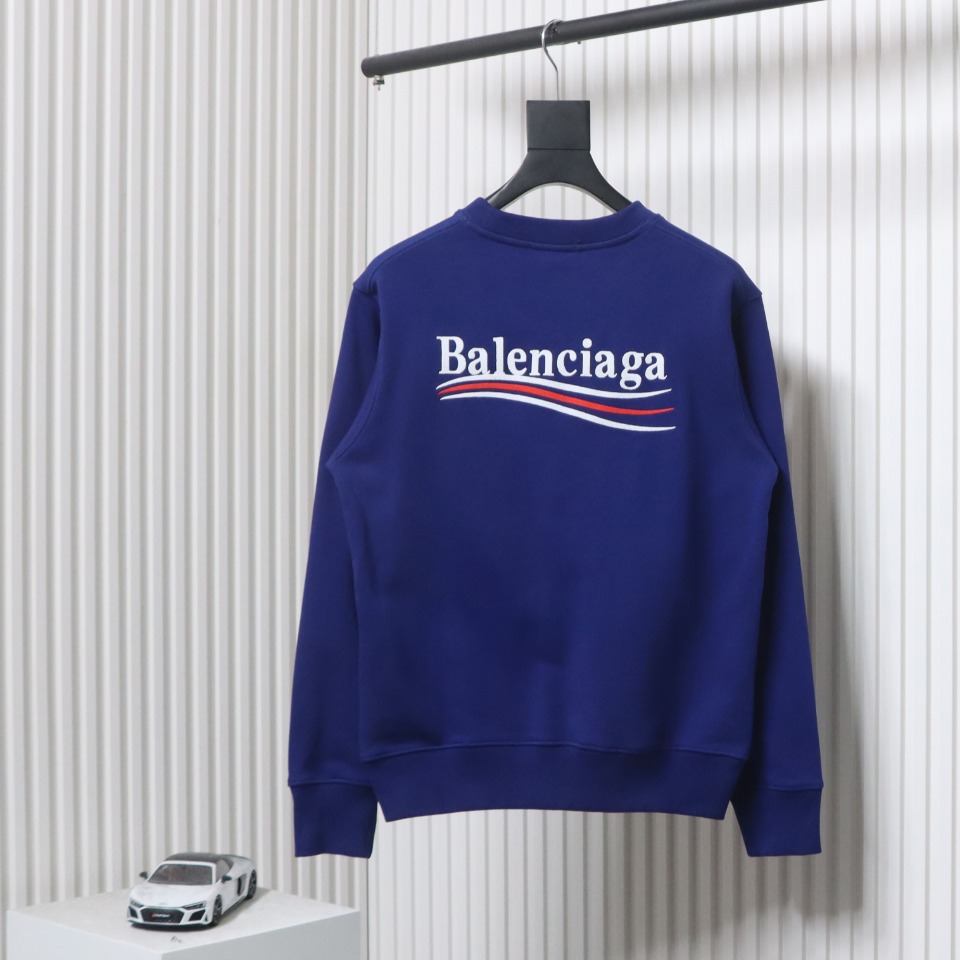 Ba*len*cia*ga blcg coke embroidery crewneck sweatshirt blue