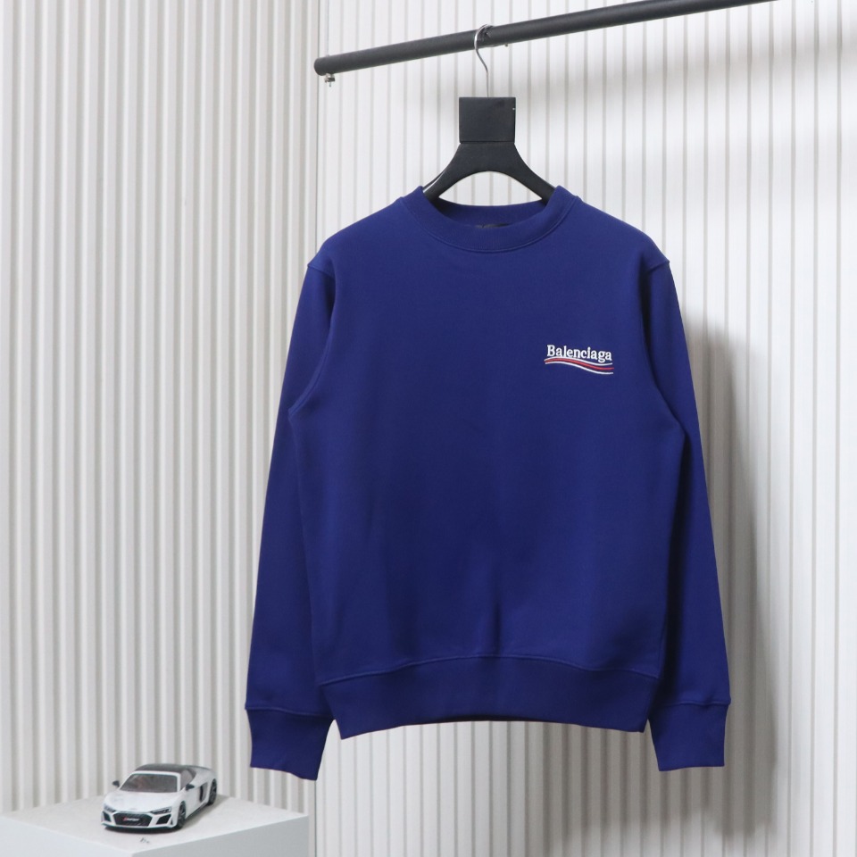 Ba*len*cia*ga blcg coke embroidery crewneck sweatshirt blue