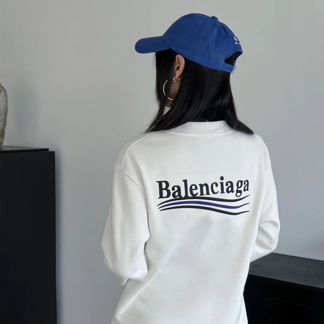 Ba*len*cia*ga blcg coke embroidery crewneck sweatshirt white