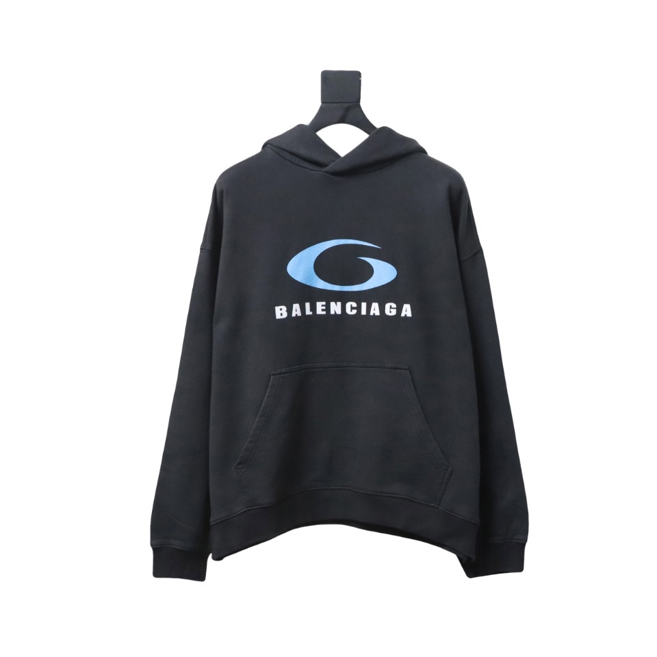 Ba*len*cia*ga blcg loop sports blue ring print hoodie