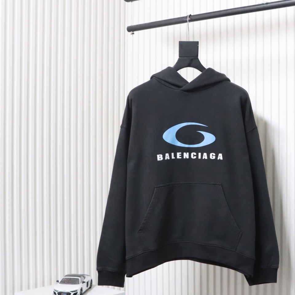 Ba*len*cia*ga blcg loop sports blue ring print hoodie