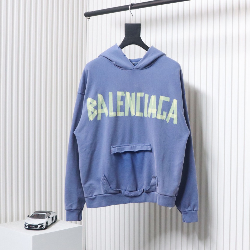 Ba*len*cia*ga blcg masking tape hooded sweatshirt hoodie blue