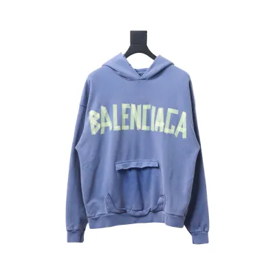 Balenciaga BLCG Masking Tape Hooded Sweatshirt Hoodie Blue 01