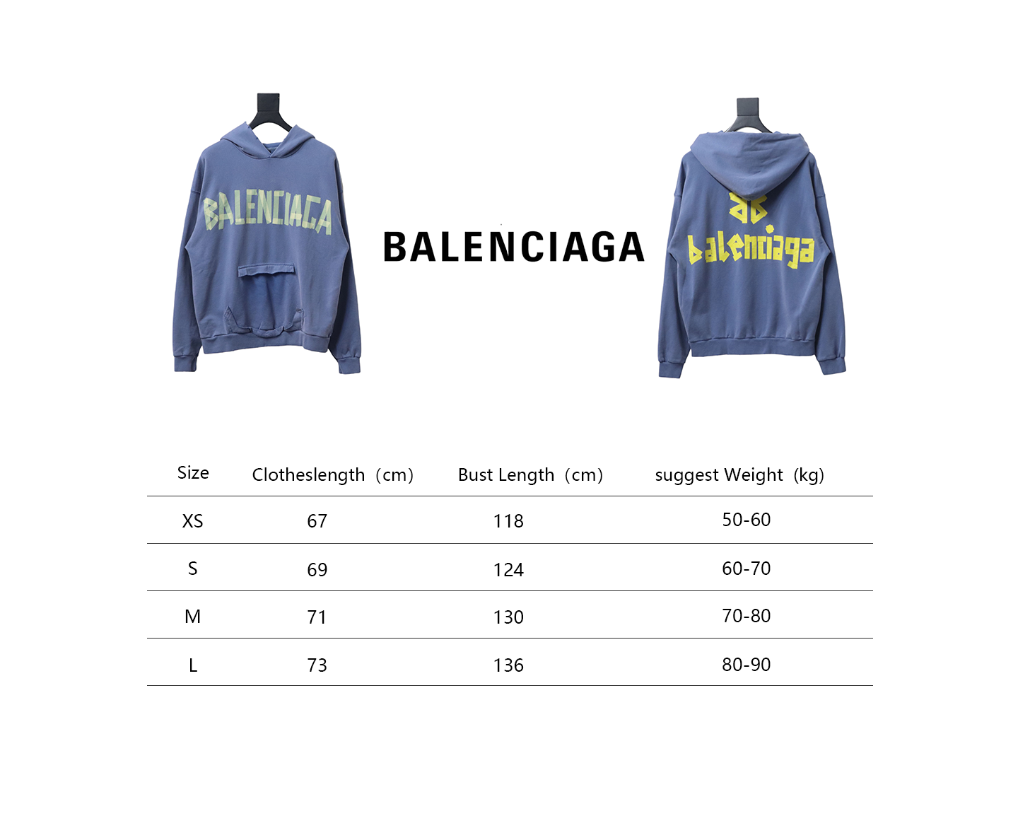 Ba*len*cia*ga blcg masking tape hooded sweatshirt hoodie blue