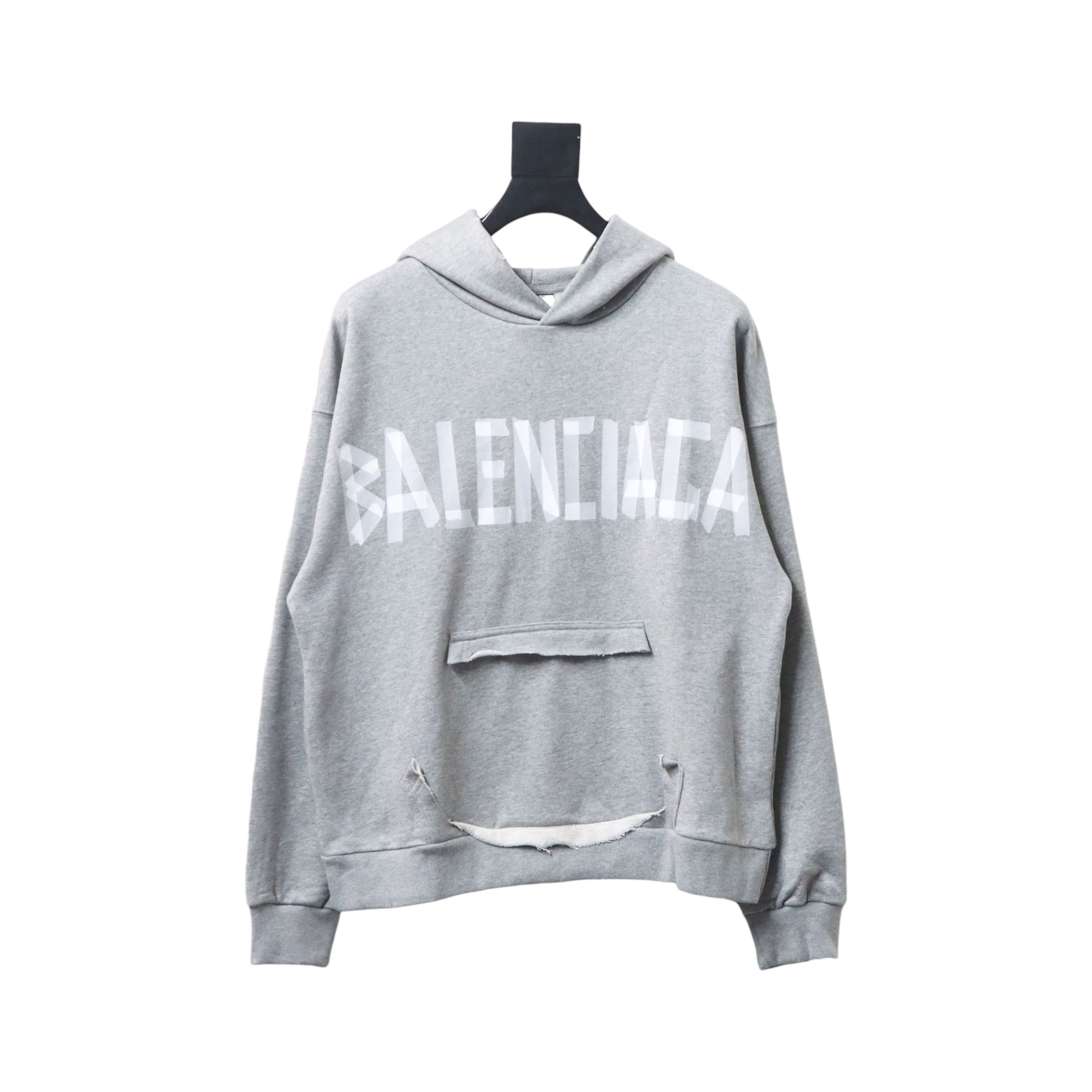Ba*len*cia*ga blcg masking tape hooded sweatshirt hoodie grey