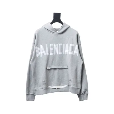 Balenciaga BLCG Masking Tape Hooded Sweatshirt Hoodie Grey 01