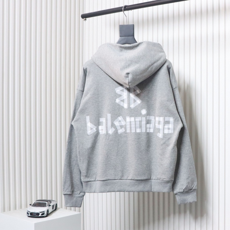Ba*len*cia*ga blcg masking tape hooded sweatshirt hoodie grey