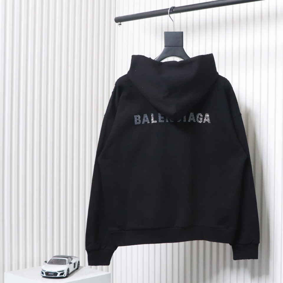 Ba*len*cia*ga blcg rhinestone-back hole hoodie