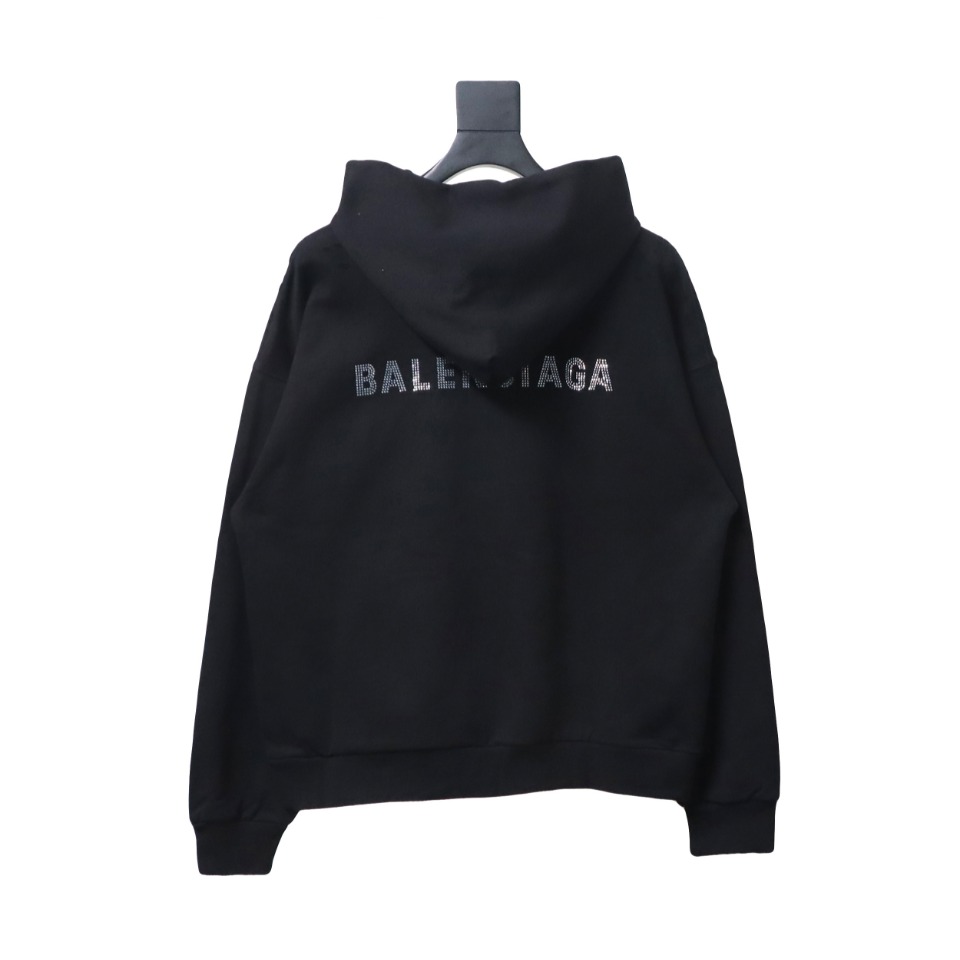 Ba*len*cia*ga blcg rhinestone-back hole hoodie