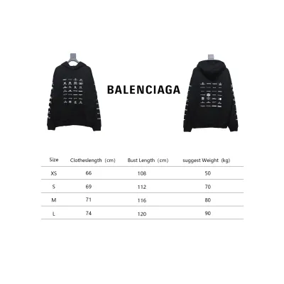 Balenciaga Classic All Over Logo Hoodie Black 02