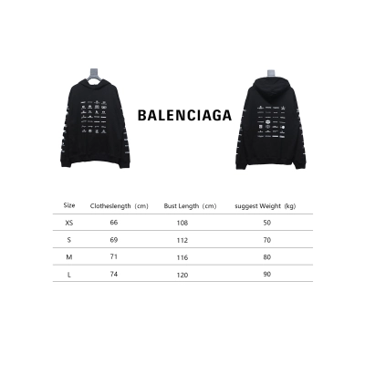Balenciaga Classic All Over Logo Hoodie Black 02