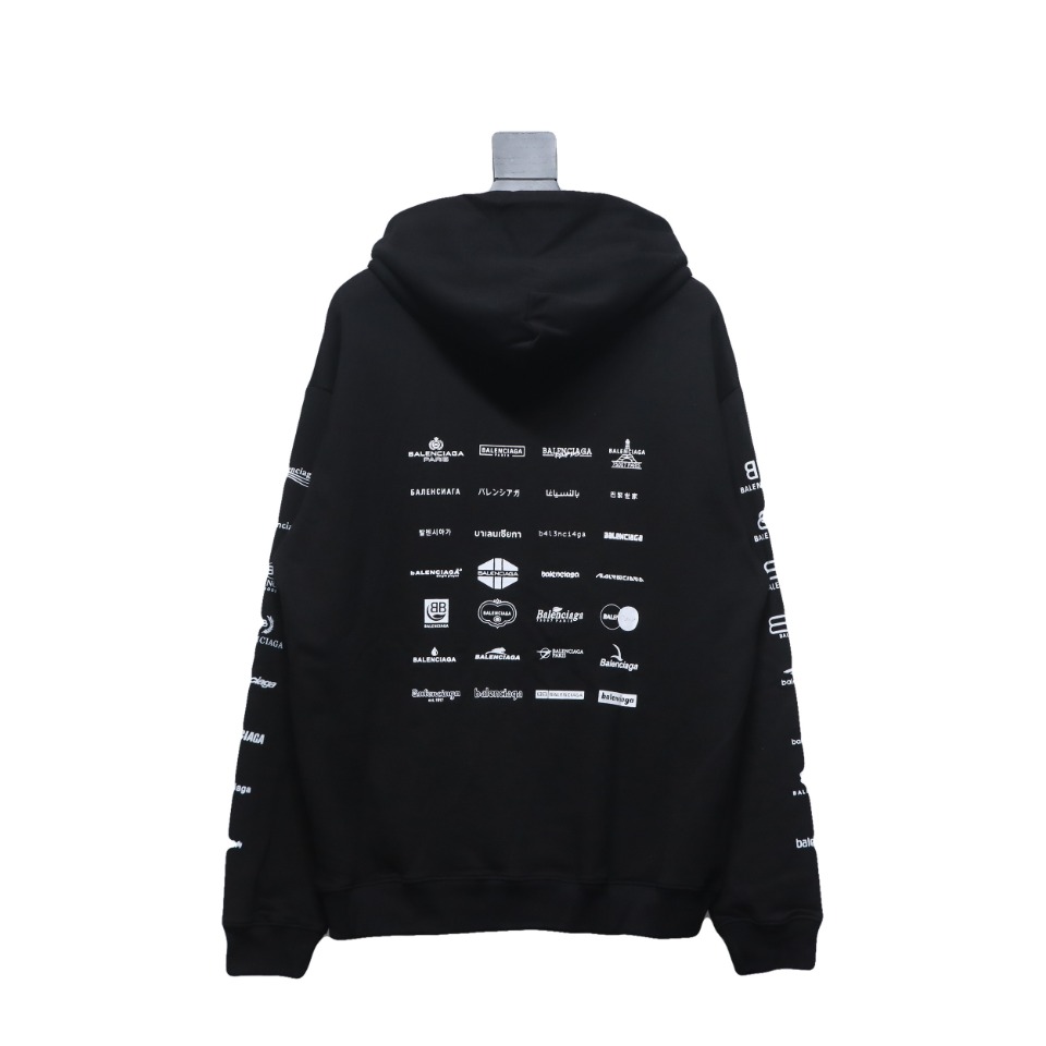 Ba*len*cia*ga classic all over logo hoodie black