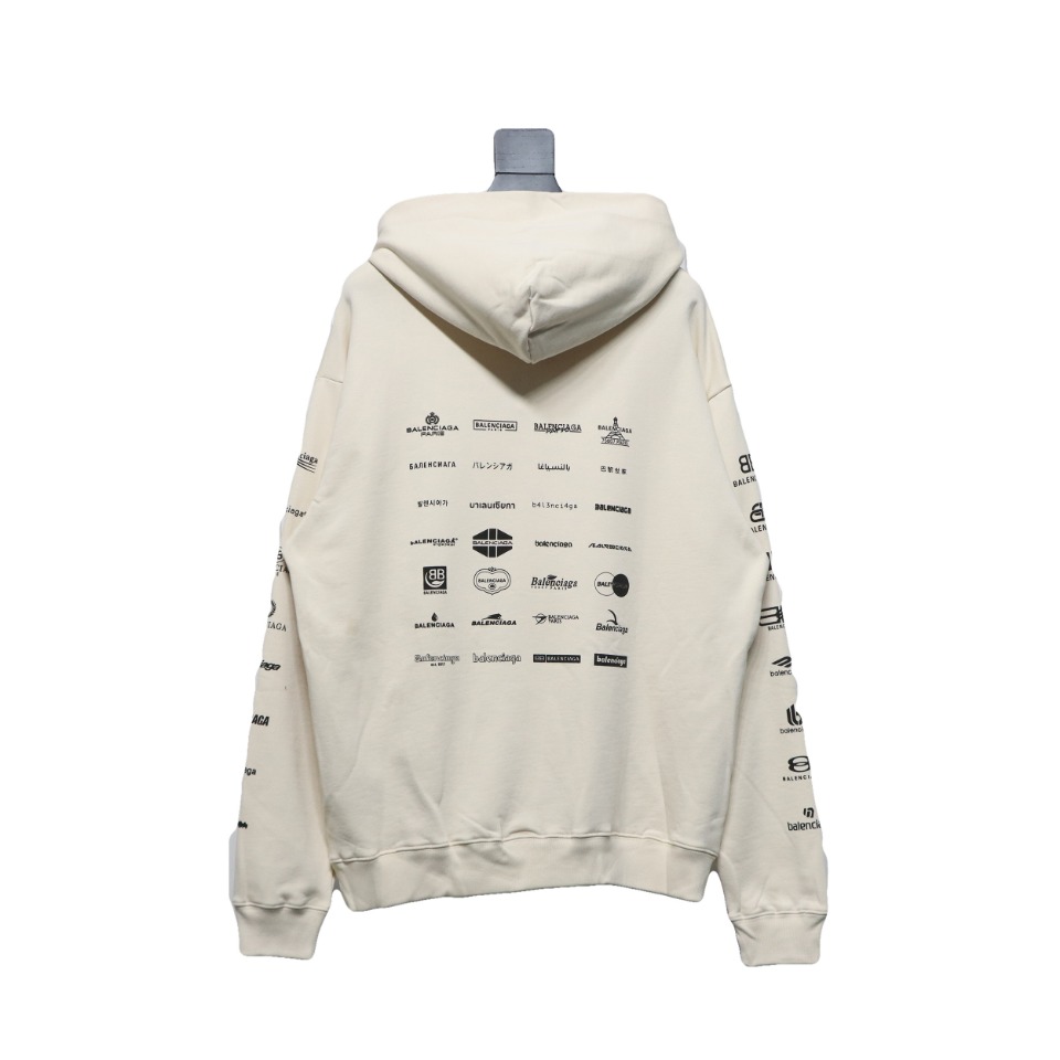 Ba*len*cia*ga classic all over logo hoodie white