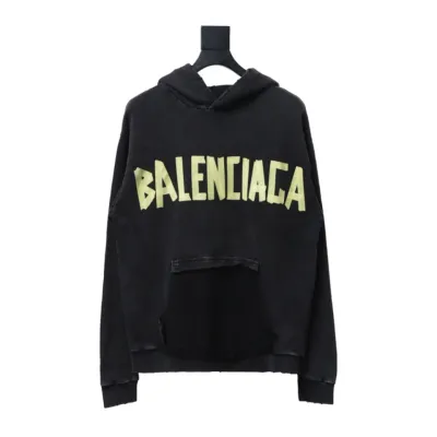 Balenciaga Distressed Double B Tape Lettering Hoodie 01