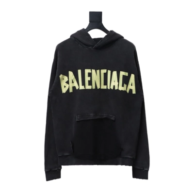 Balenciaga Distressed Double B Tape Lettering Hoodie 01