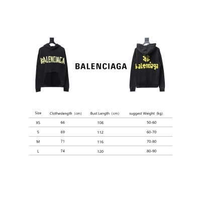 Balenciaga Distressed Double B Tape Lettering Hoodie 02