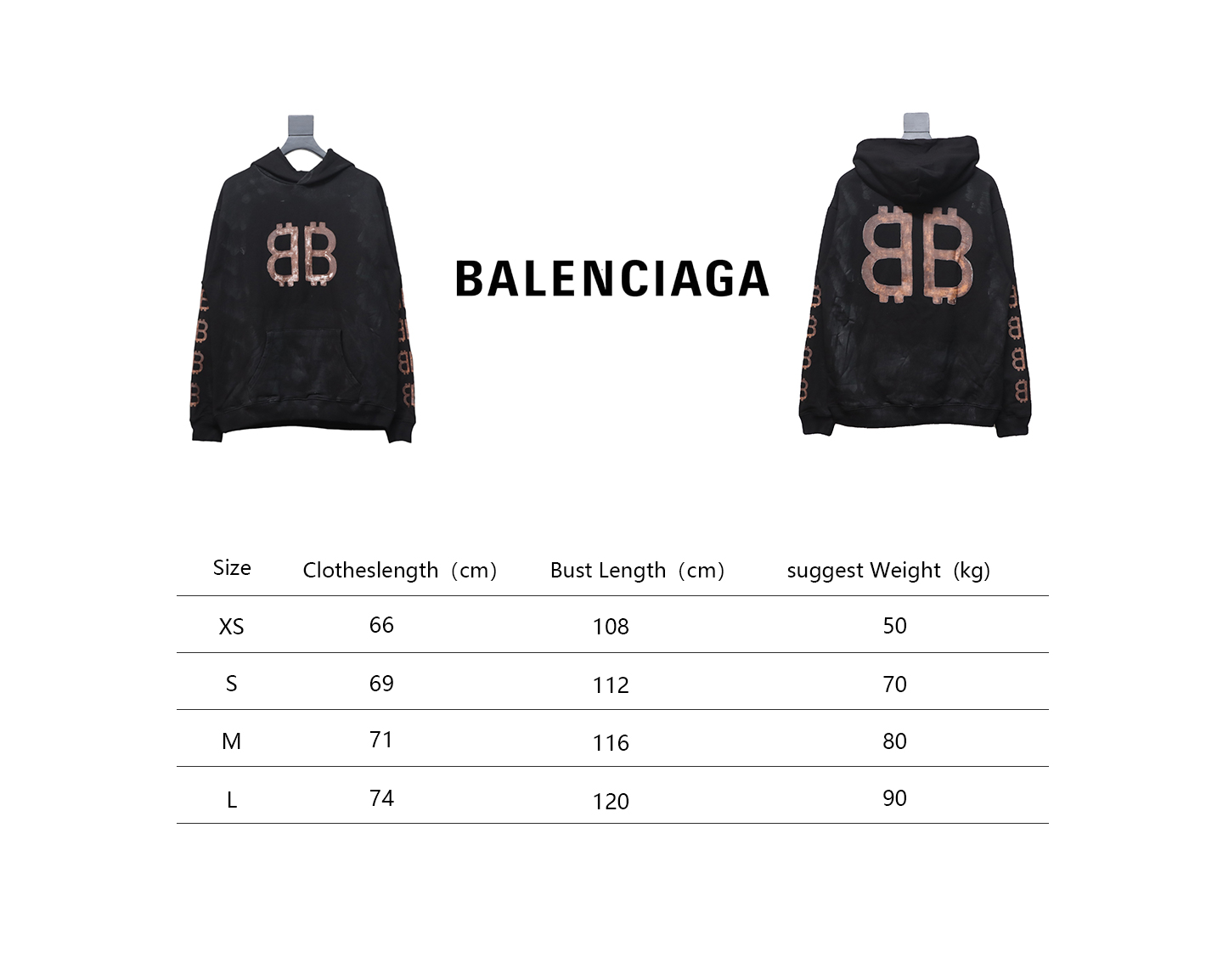 Ba*len*cia*ga distressed washed mud-dyed double b hoodie black