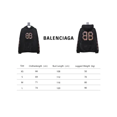 Balenciaga Distressed Washed Mud-Dyed Double B Hoodie Black 02
