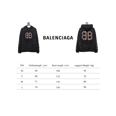 Balenciaga Distressed Washed Mud-Dyed Double B Hoodie Black 02