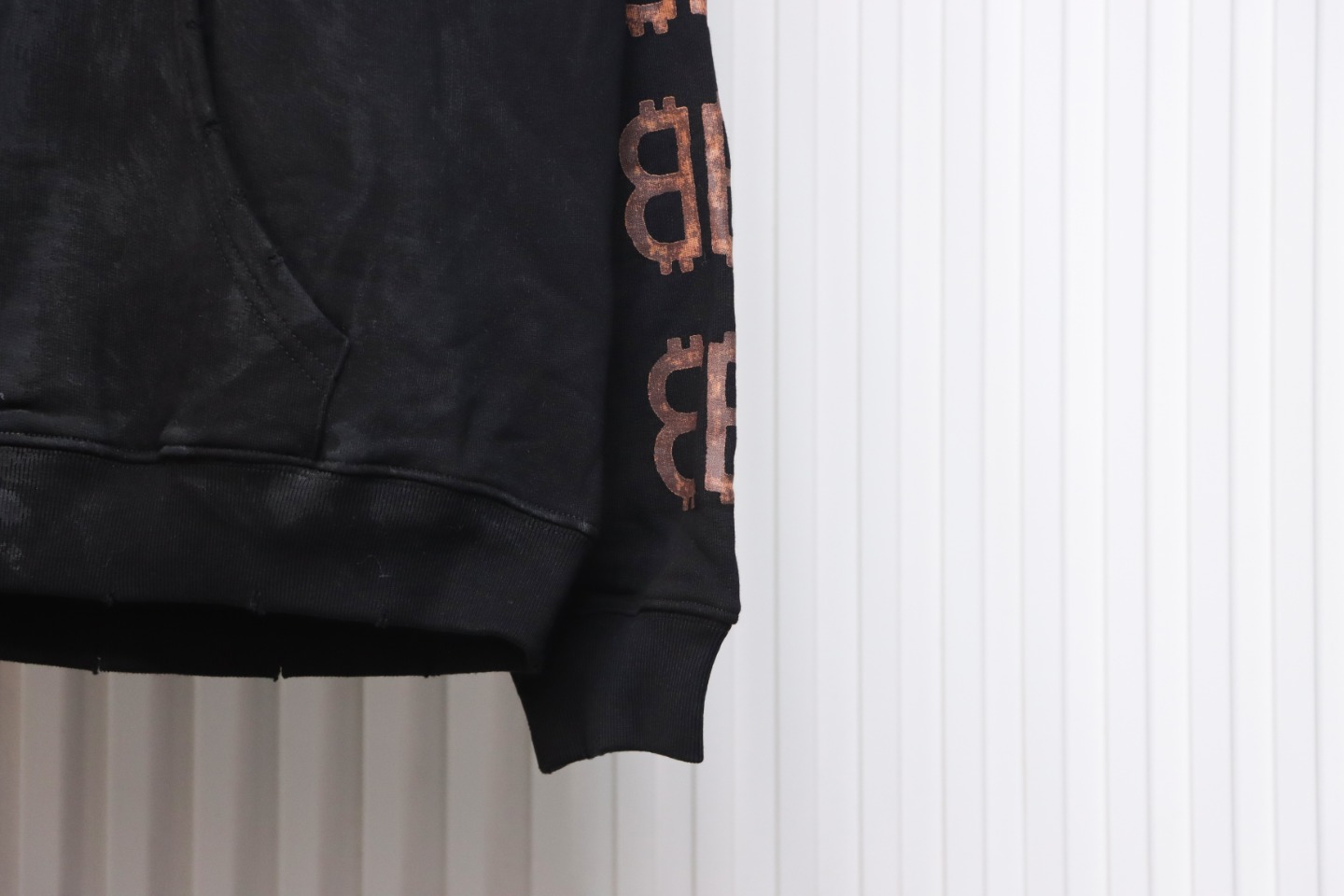 Ba*len*cia*ga distressed washed mud-dyed double b hoodie black