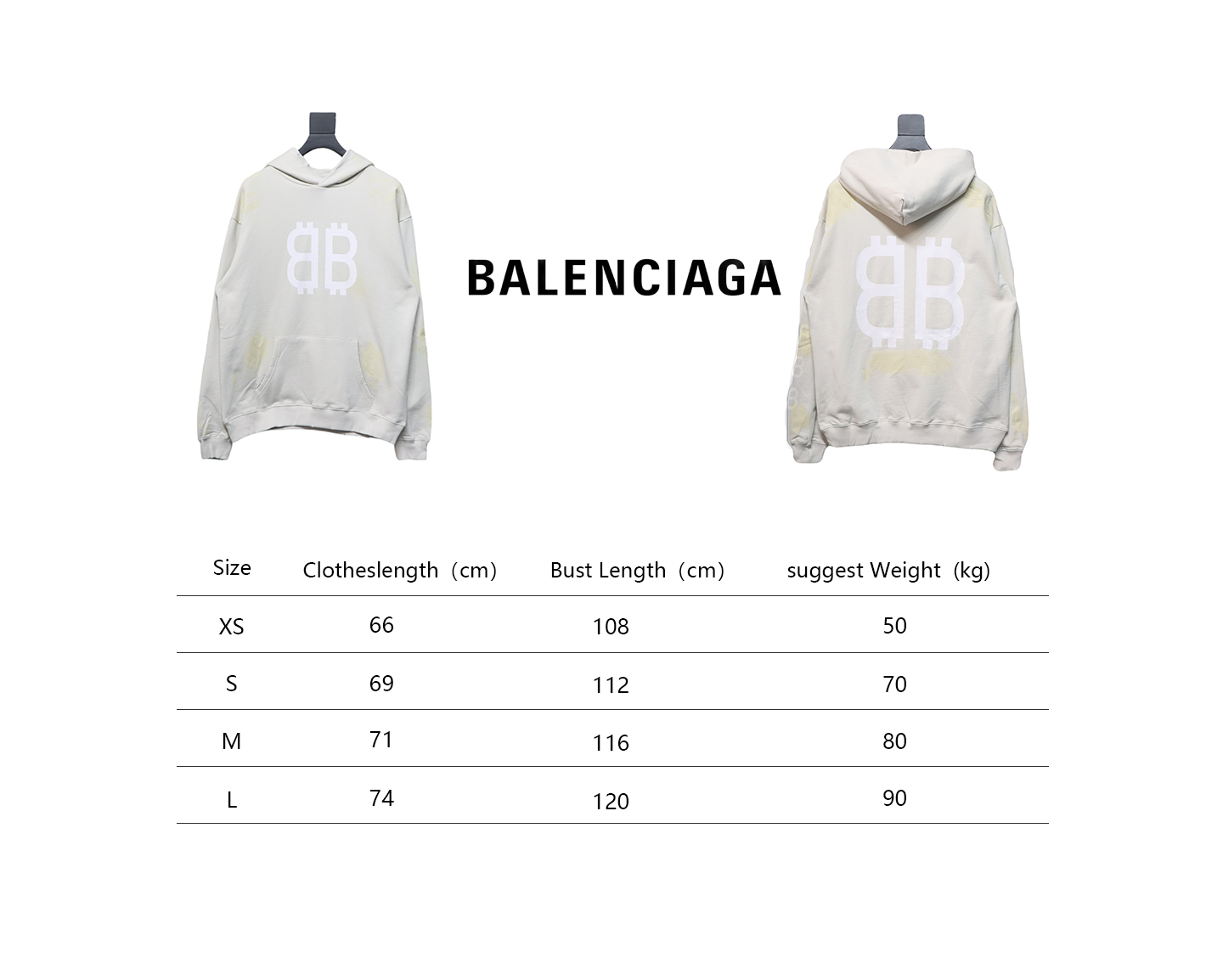 Ba*len*cia*ga distressed washed mud-dyed double b hoodie white