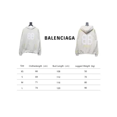 Balenciaga Distressed Washed Mud-Dyed Double B Hoodie White 02