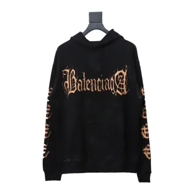 Balenciaga Distressed Washed Sanskrit Hoodie 01