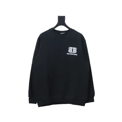 Balenciaga Double B Letter Printed Round Neck Sweatshirt Black 01