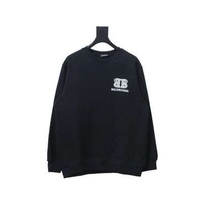 Balenciaga Double B Letter Printed Round Neck Sweatshirt Black 01