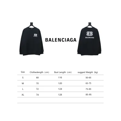 Balenciaga Double B Letter Printed Round Neck Sweatshirt Black 02
