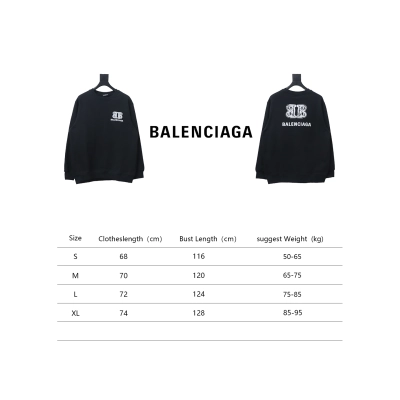 Balenciaga Double B Letter Printed Round Neck Sweatshirt Black 02