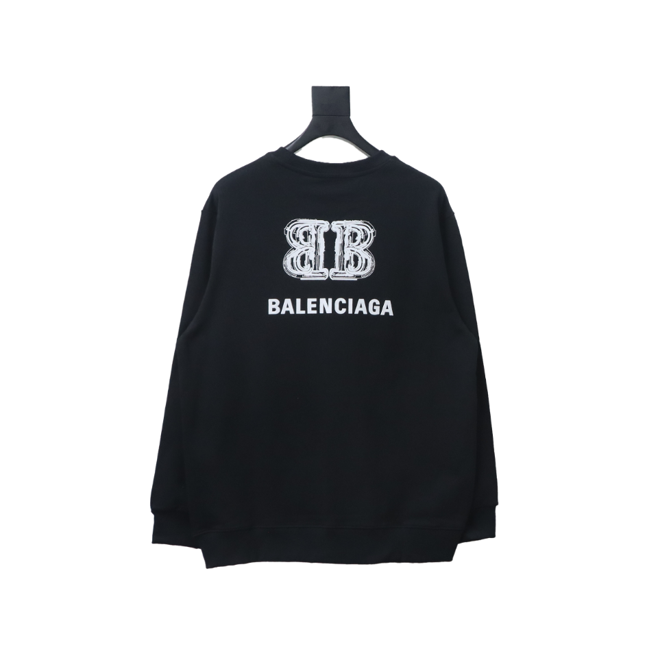 Ba*len*cia*ga double b letter printed round neck sweatshirt black