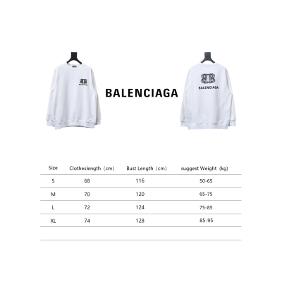 Balenciaga Double B Letter Printed Round Neck Sweatshirt White 02