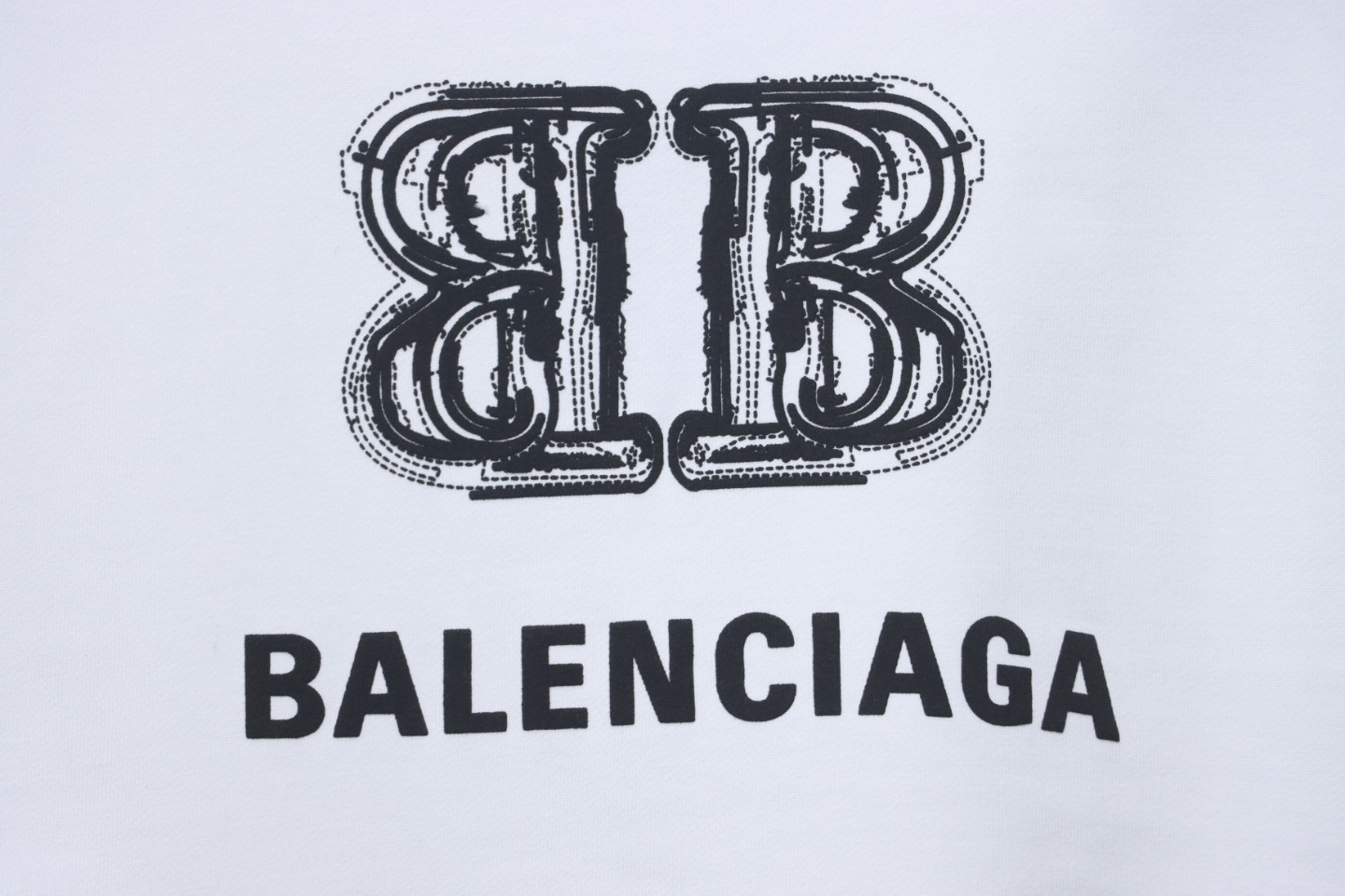 Ba*len*cia*ga double b letter printed round neck sweatshirt white