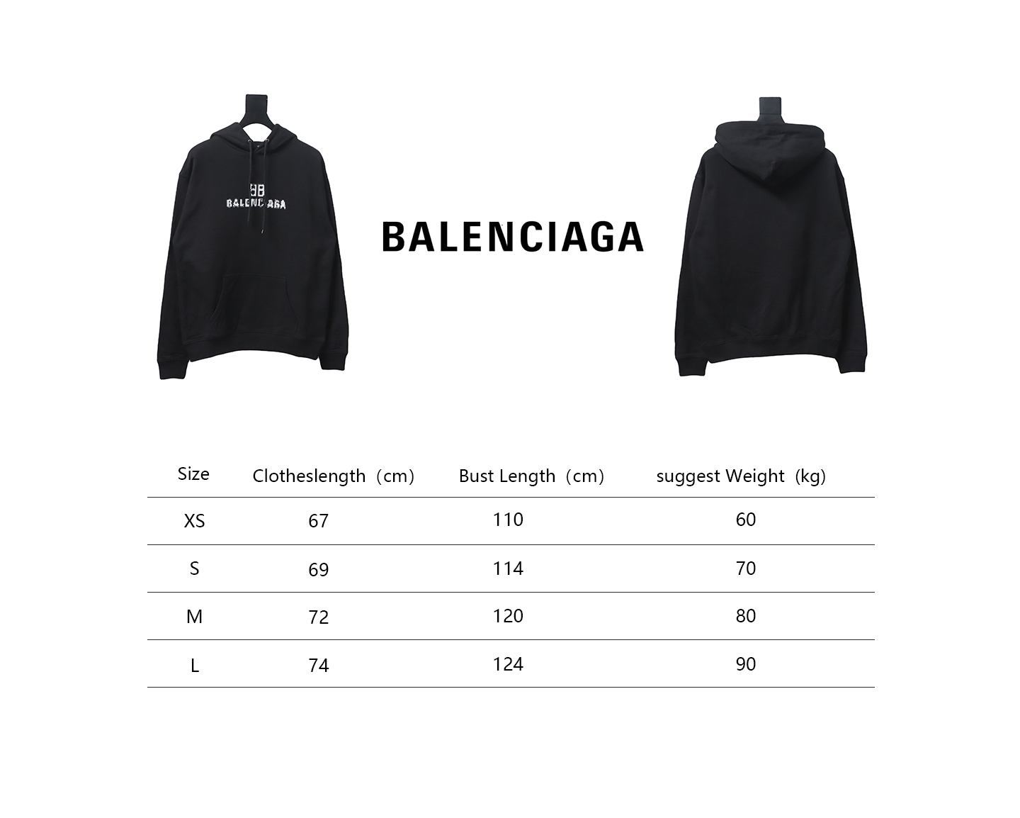 Ba*len*cia*ga double b mosaic hoodie black