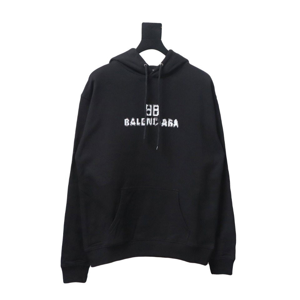 Ba*len*cia*ga double b mosaic hoodie black