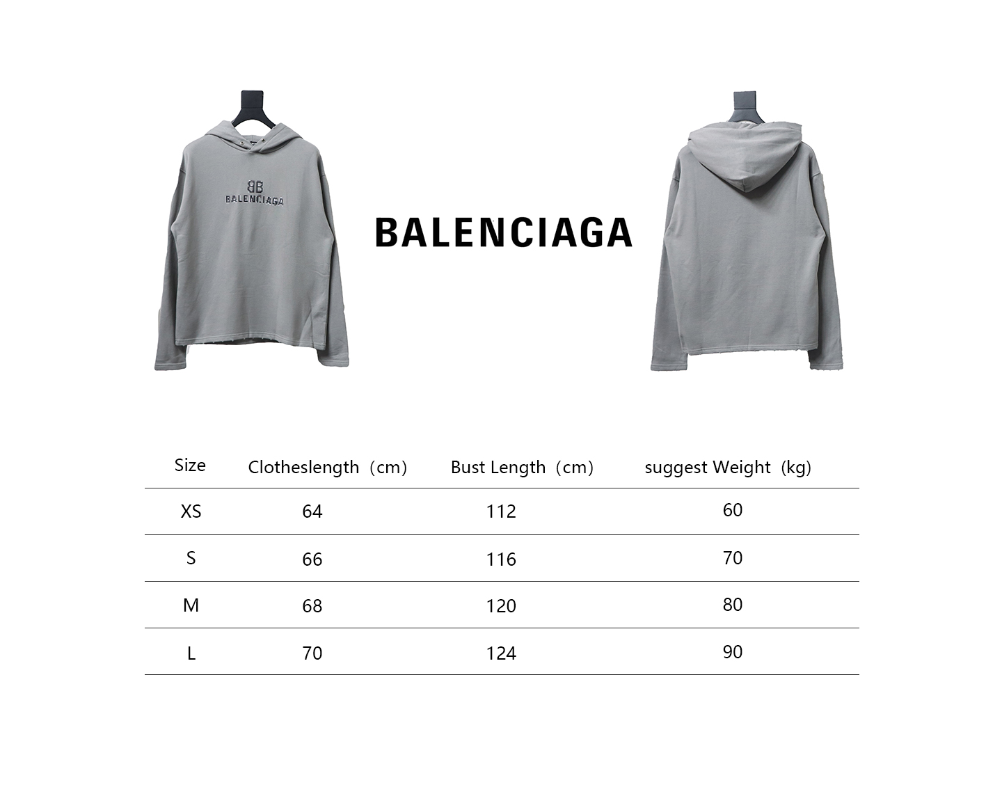 Ba*len*cia*ga double b mosaic hoodie grey