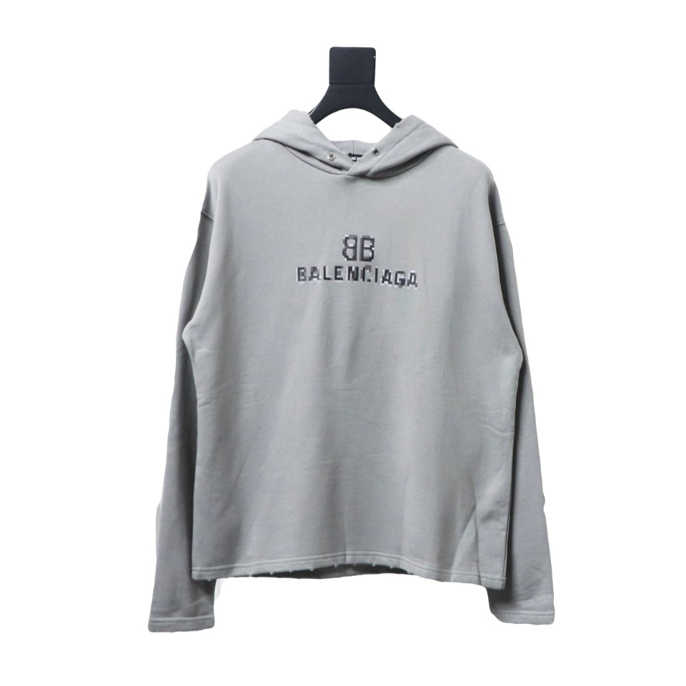 Ba*len*cia*ga double b mosaic hoodie grey