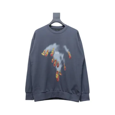 Balenciaga Flame Pattern Crew Neck Sweatshirt Grey 01