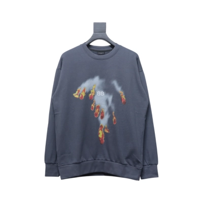 Balenciaga Flame Pattern Crew Neck Sweatshirt Grey 01