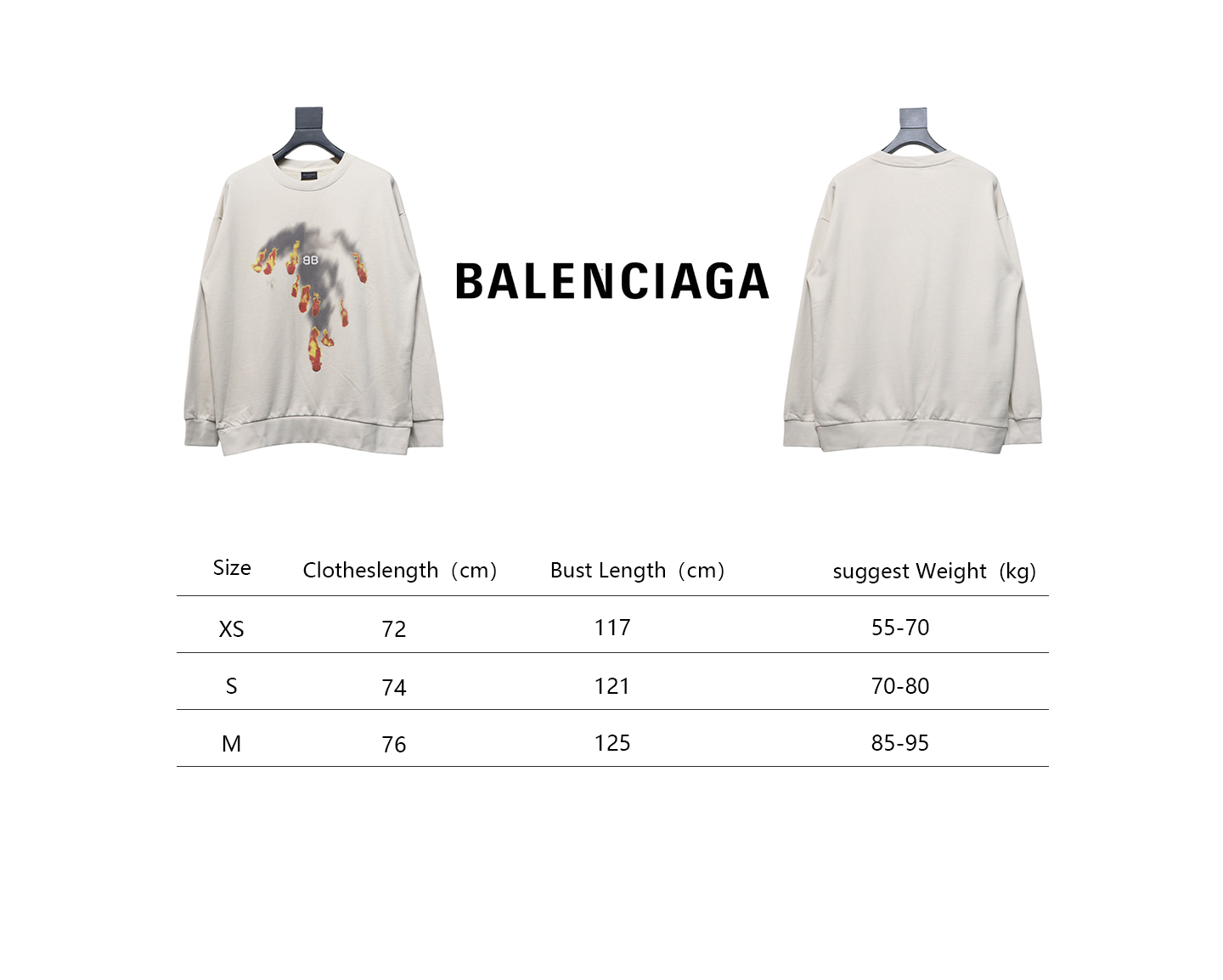 Ba*len*cia*ga flame pattern crew neck sweatshirt off-white