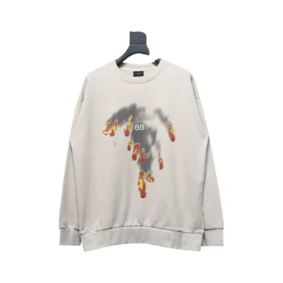 Balenciaga Flame Pattern Crew Neck Sweatshirt Off-White 01