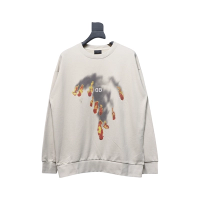 Balenciaga Flame Pattern Crew Neck Sweatshirt Off-White 01