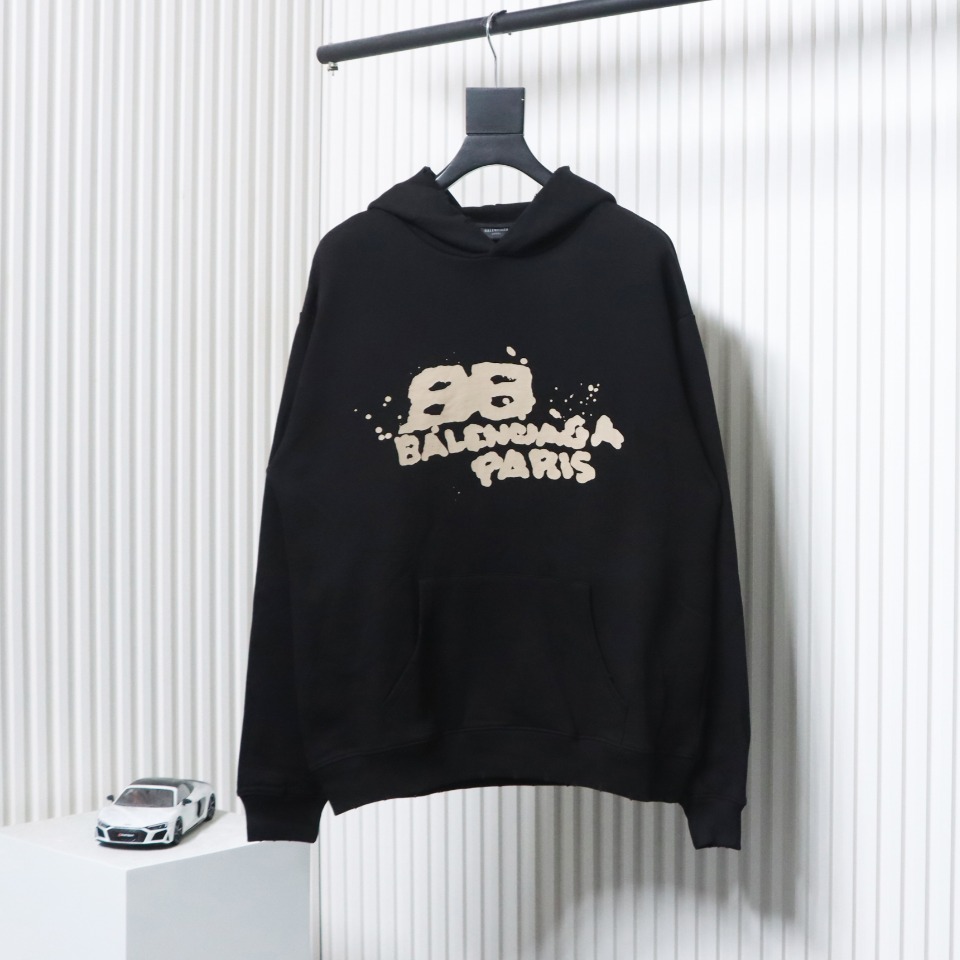 Ba*len*cia*ga hand double b graffiti hoodie black