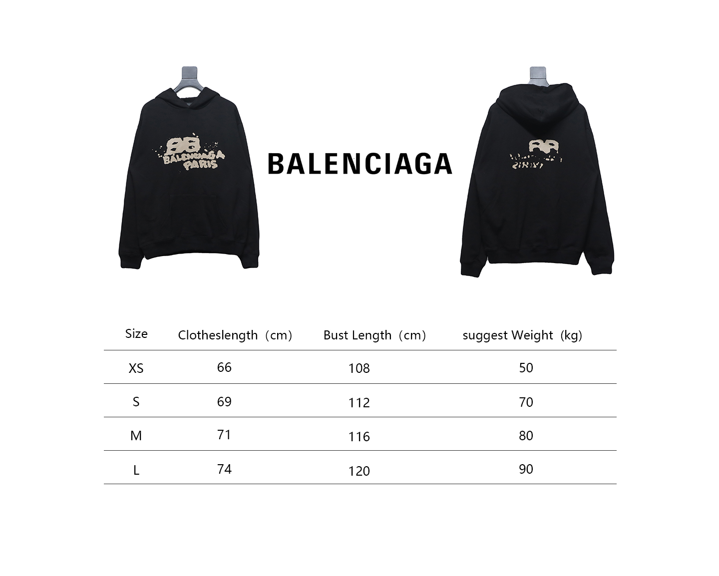 Ba*len*cia*ga hand double b graffiti hoodie black