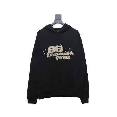 Balenciaga HAND Double B Graffiti Hoodie Black 01